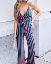 Load image into Gallery viewer, Long Striped jumpsuit trousers
