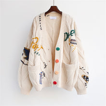 Load image into Gallery viewer, Loose Sweet Letters Pattern Cardigan Sweater
