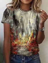 Charger l&#39;image dans la galerie, Leisure Polyester Printing Round Neck Short Sleeve Loose T-shirt
