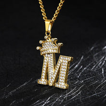 Load image into Gallery viewer, Crown Pendant Stainless Steel Letter Necklace
