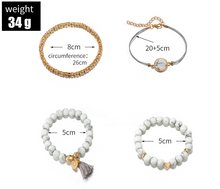 Load image into Gallery viewer, Geometric Creative Hollow Fringed Pine Stone Bracelet Four-piece
