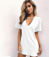 Load image into Gallery viewer, Sexy deep V short-sleeved T-shirt loose casual dress
