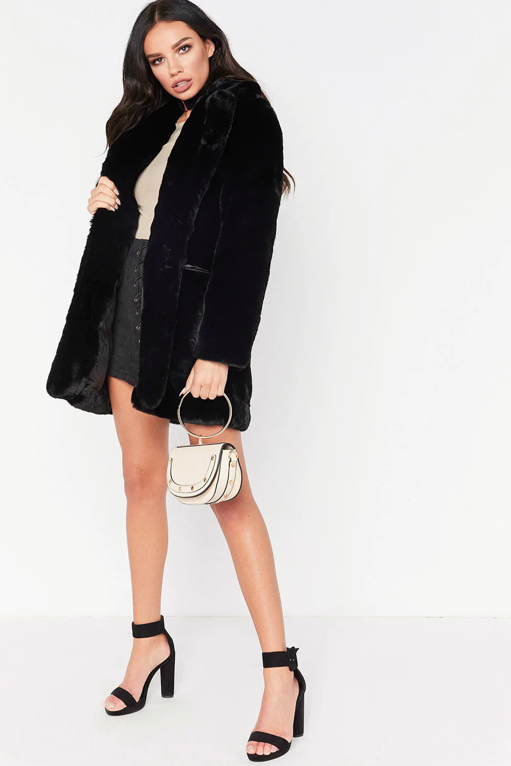 Faux Fur Coat Women Long Sleeve Warm Thick Wave Plus Size Coat Winter Autumn