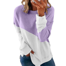 Load image into Gallery viewer, Sweet Modal Color Block Round Neck Long Sleeve T Shirt
