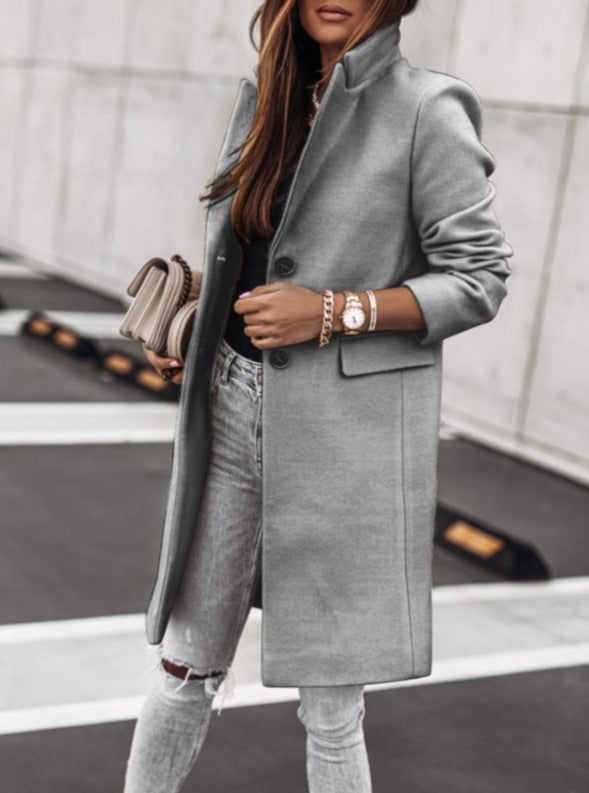 Fashion Cotton Plain Shawl Collar Regular Sleeve Coat