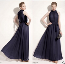 Load image into Gallery viewer, Bohemian Halter Stand Collar Chiffon Sleeveless Maxi Dress
