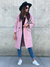 Load image into Gallery viewer, Woolen coat with button pocket and collar
