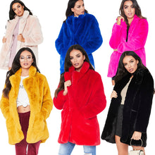 Load image into Gallery viewer, Faux Fur Coat Women Long Sleeve Warm Thick Wave Plus Size Coat Winter Autumn
