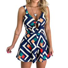 Load image into Gallery viewer, Sexy suspenders chest bow tie printed loose jumpsuit
