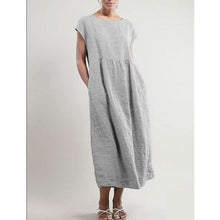 Load image into Gallery viewer, Casual Short Sleeve Solid Color Cotton Linen Loose Maxi Dress
