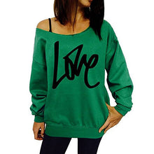 Load image into Gallery viewer, Women&#39;s Letter Love Print Sexy Leaky Off Shoulder Long Sleeve Tees
