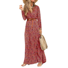 Load image into Gallery viewer, Bohemian Long Sleeve V-neck Floral Long Dress
