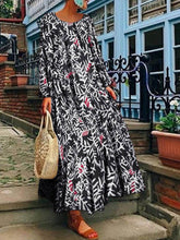 Load image into Gallery viewer, Casual A-line V-neck Long Sleeve Floral Print Maxi Summer Dress
