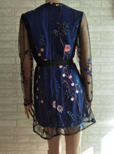 Load image into Gallery viewer, Sexy Floral Embroidered Transparent Mesh Summer Bohemian Mini Dress

