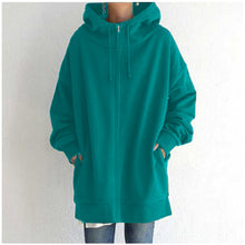 Load image into Gallery viewer, Zipper Hooded Long Plus Fleece Sweatshirt

