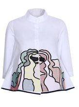 Load image into Gallery viewer, Mid-sleeve Babydoll Shirt Heavy Embroidery Cotton Top
