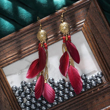 Load image into Gallery viewer, Vintage Chain Tassel Bohemian Feather Long Earrings
