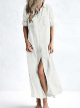 Load image into Gallery viewer, Fashion Cotton And Linen Sexy Shirt Long Dress
