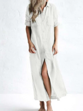 Load image into Gallery viewer, Fashion Cotton And Linen Sexy Shirt Long Dress
