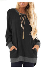 Load image into Gallery viewer, Contrasted Pocket Long Sleeve Round Neck Pullover Sweatshirt
