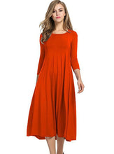 Load image into Gallery viewer, Casual Crew Neck Solid Color Cotton Knee-length Long Sleeve Dress

