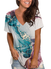 Load image into Gallery viewer, V-Neck Printed Short Sleeve Top Loose Women&#39;s
