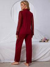 Load image into Gallery viewer, Women&#39;s Solid Color Net Gauze Long-sleeved Top And Trousers Pajama Set

