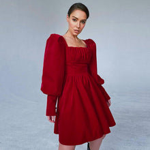 Load image into Gallery viewer, Velvet Red Cocktail Dress European And American A-line Skirt
