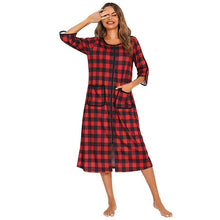 Load image into Gallery viewer, Women&#39;s Zipper Shirt Pajamas Casual Oversized Striped Nightdress
