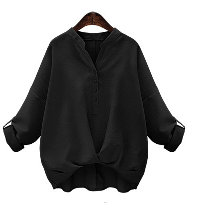 Cotton Stand Collar European and American Long Sleeve Blouse