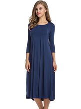 Load image into Gallery viewer, Casual Crew Neck Solid Color Cotton Knee-length Long Sleeve Dress
