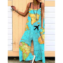 Load image into Gallery viewer, Sleeveless Printed Suspender Pocket Jumpsuit
