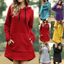 Load image into Gallery viewer, Ladies Fashion Hooded Pocket Sweatshirt Dress
