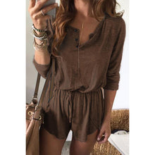 Load image into Gallery viewer, Button lace short sleeve solid color jumpsuit
