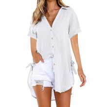 Load image into Gallery viewer, Modern Cotton Blends Plain Shirt Collar 3/4 Sleeve Button Blouse
