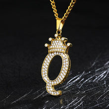 Load image into Gallery viewer, Crown Pendant Stainless Steel Letter Necklace
