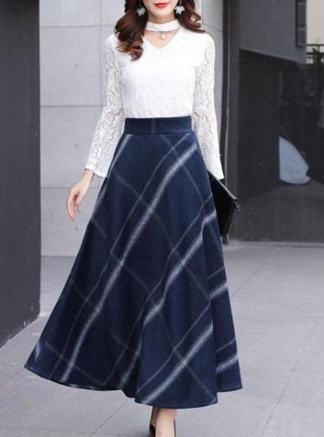Elegant Polyester Natural Waist Elastics Micro-Elastic Mini Plaid Skirt