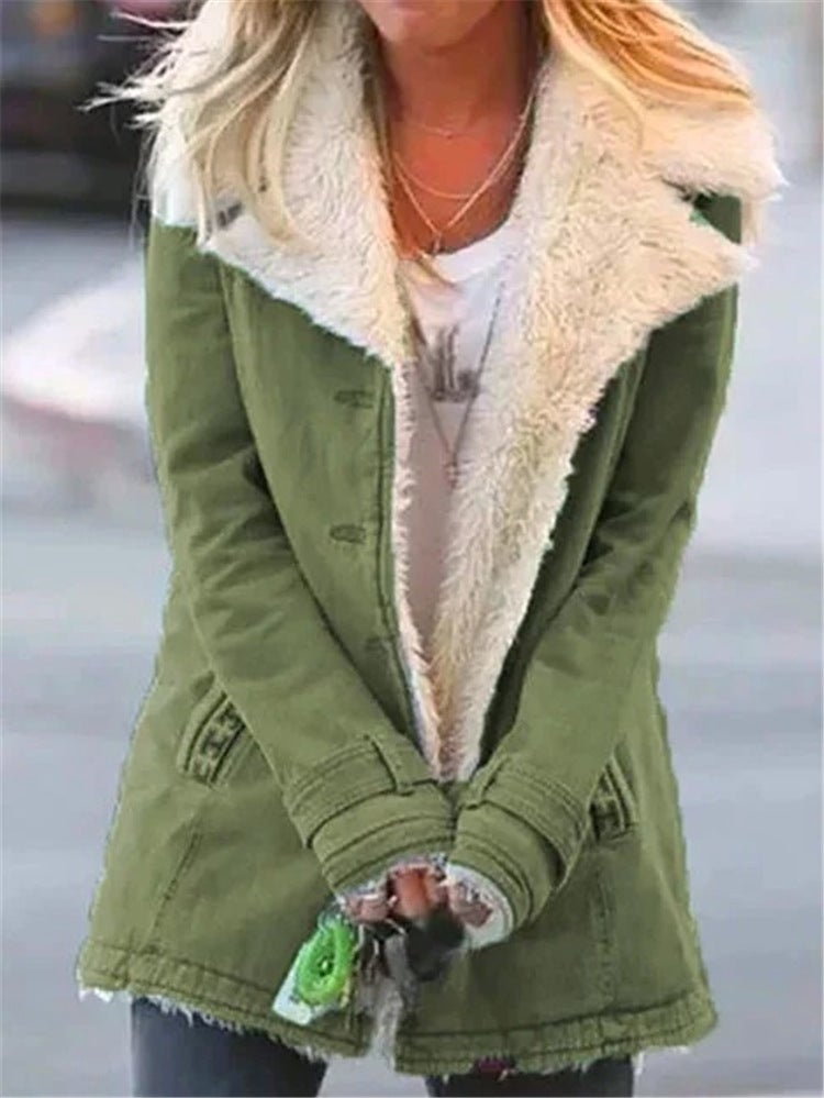 Warm Coats Composite Plush Button Lapels Jacket Outwearcoat