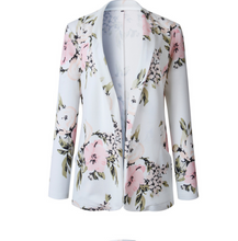 Charger l&#39;image dans la galerie, Trendy Cotton Blend Floral Print Lapel Neck Long Sleeve Blazer for Women
