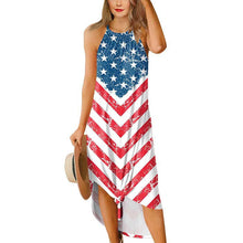 Load image into Gallery viewer, Fashion Crew Neck Slit Independence Day Sling Dress
