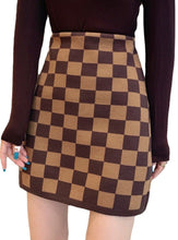 Load image into Gallery viewer, Fashion Knitting High Waist Micro-Elastic Short Plaid Skirt
