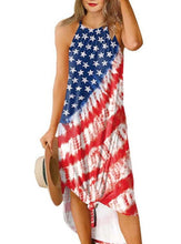 Load image into Gallery viewer, Fashion Crew Neck Slit Independence Day Sling Dress
