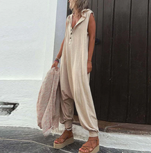 Load image into Gallery viewer, Button Hooded Sleeveless Trousers Jumpsuit
