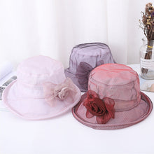 Load image into Gallery viewer, Ladies Organ Mesh Flower Top Hat Shade Foldable
