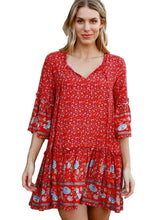 Load image into Gallery viewer, Bohemian Printing Loose Waist Long Skirt Beach Red Dress
