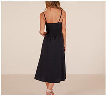 Load image into Gallery viewer, Party Slip Spaghetti Strap Sleeveless Cotton Solid Color Pockets Mid-calf Sundress
