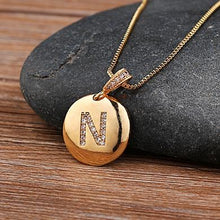 Load image into Gallery viewer, Copper and Zircon Letter Necklace
