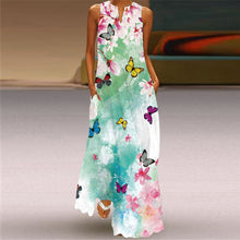 Load image into Gallery viewer, New Retro Print Long Dress V-neck Sleeveless Summer Sexy Dress With Pockets
