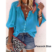 Load image into Gallery viewer, Casual Loose Solid Color V-neck Button Blouse
