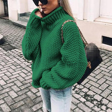 Load image into Gallery viewer, Casual Solid Color Turtleneck Long Sleeve Bat Sleeve Thick Needle Sweater
